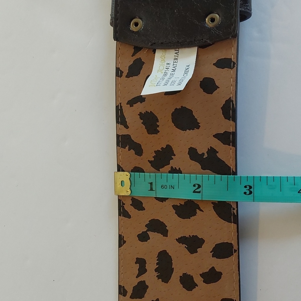 Betsey Johnson Womens Dark Brown Wide Brass Grommet Belt Brass Buckle Sz.S - Picture 5 of 7
